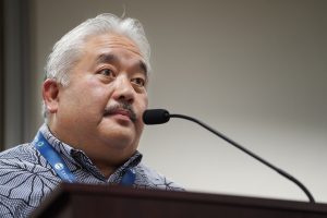 Department of Education superintendent Keith Hayashi listens during the House of Representatives education committee hearing on HB 1651 Tuesday, Jan. 30, 2024, in Honolulu. HB 1651 prioritizes the safety of educational workers. (Kevin Fujii/Civil Beat/2024)