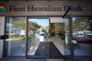 First Hawaiian Bank front door entrance.