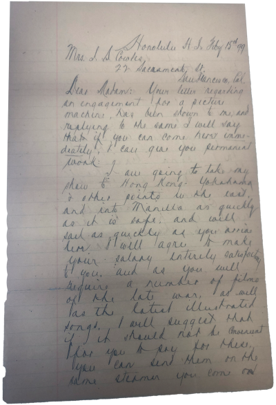 The first page of a handwritten letter to Irene Cowles from Russell Cosgrove