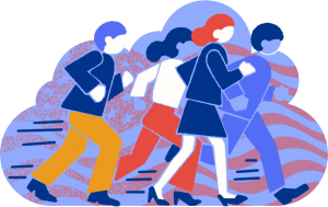Illustration of candidates running